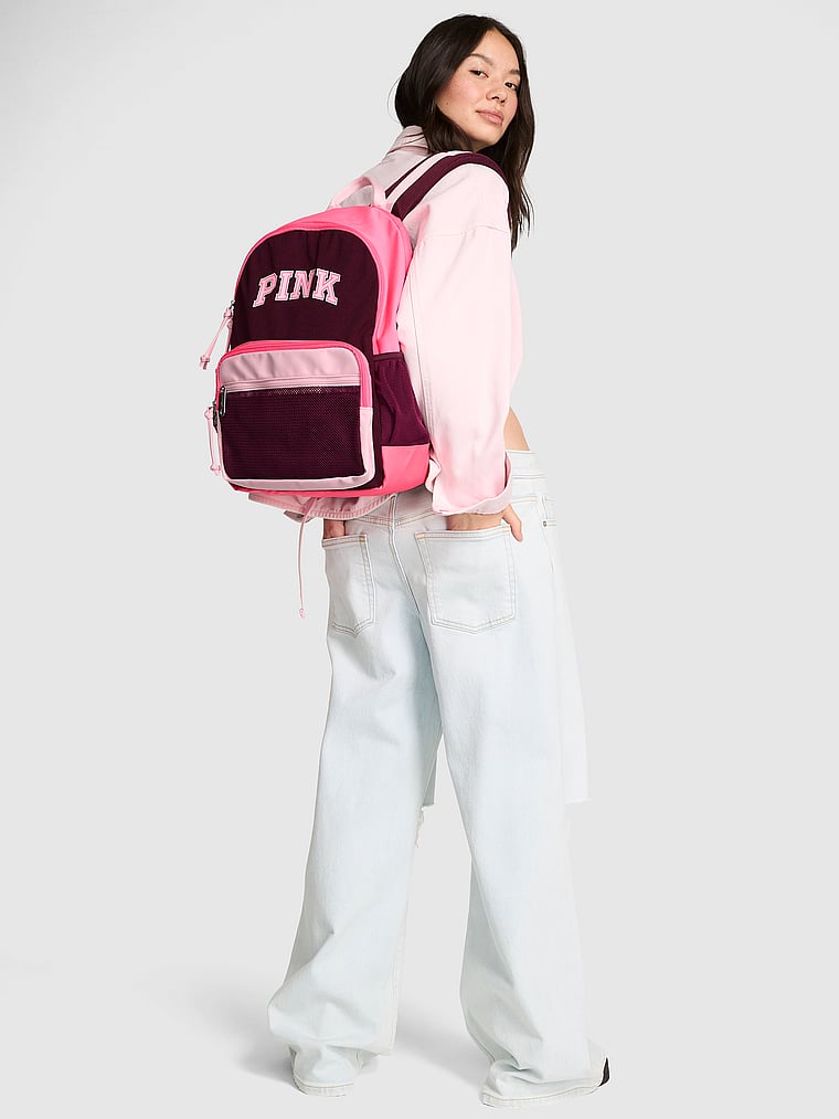 PINK Campus Backpack 18 Liters — Wild Rose + Pink + Boardwalk Pink — detail view